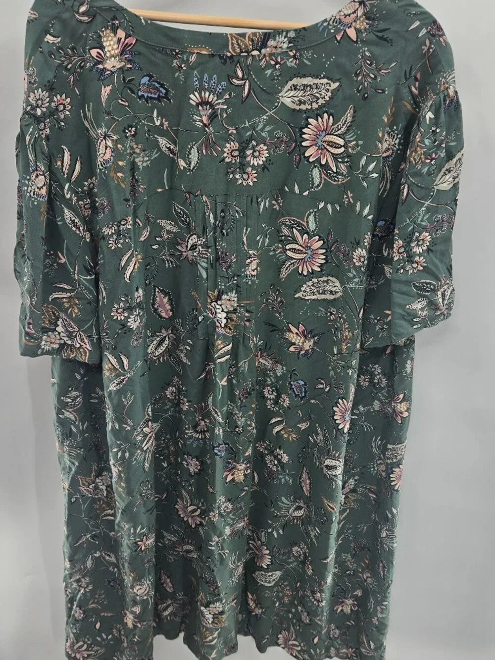 J. Jill Green Floral Pintuck Shirt Dress Rayon Size 3x - Picture 2 of 13